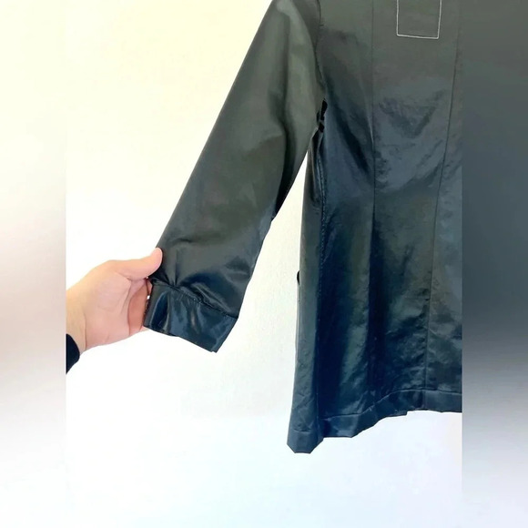 Holt Renfrew Vintage Blue Cotton Collared Long Line Button Front Jacket Size 44 - Picture 12 of 13